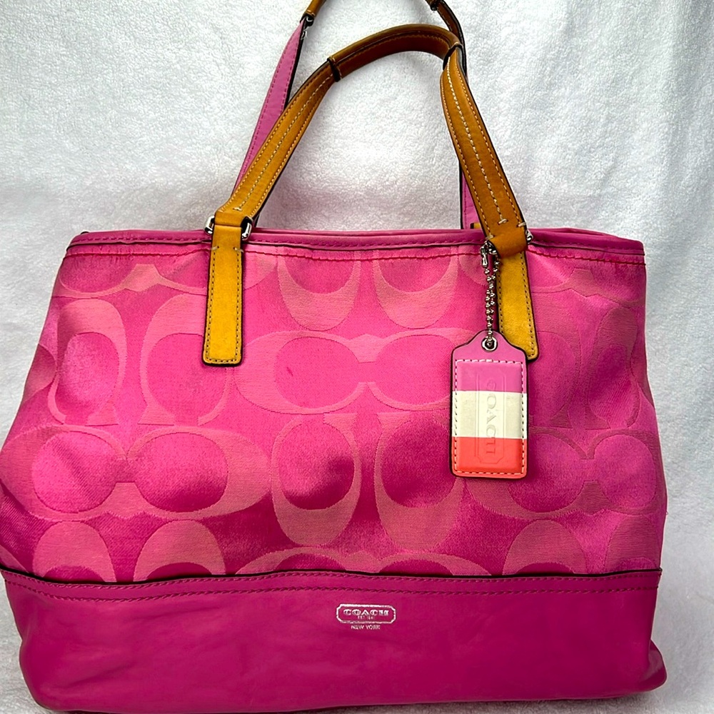 Coach Pink and Tan Satchel
